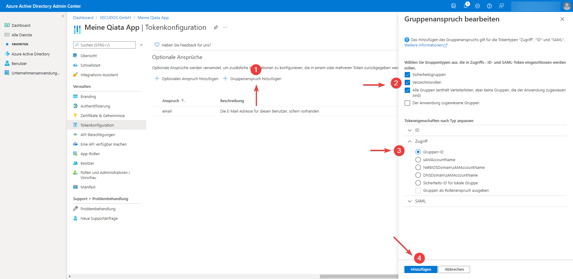 Gruppenanspruch hinzufügen