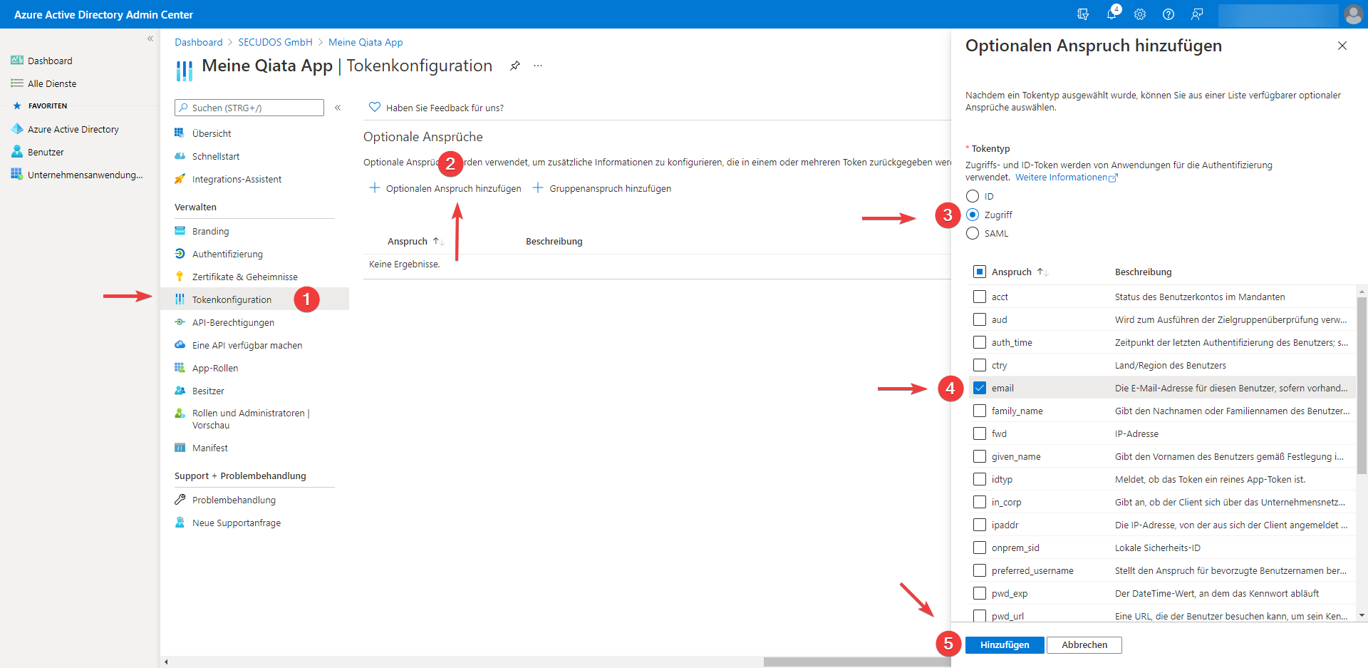Optionalen Anspruch hinzufügen