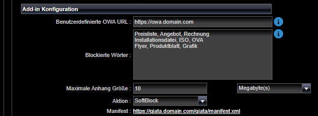 Add-In Konfiguration