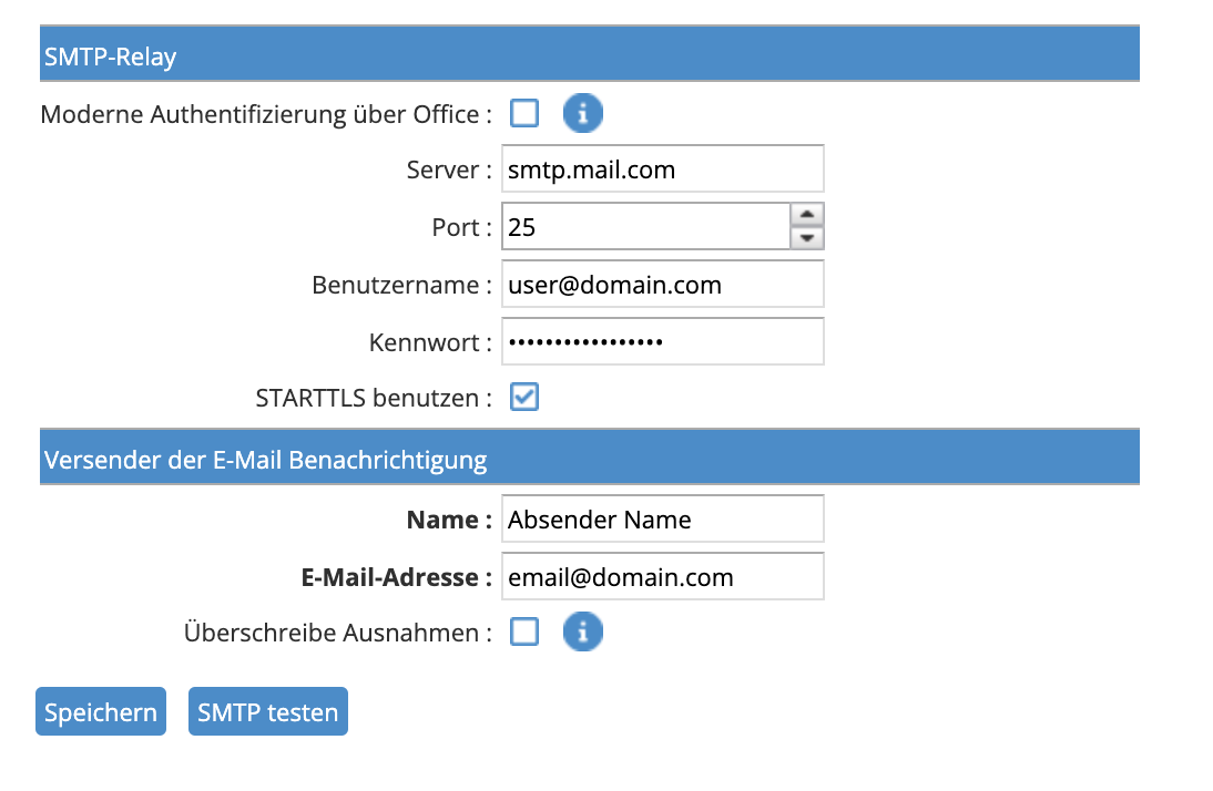 SMTP Server Settings
