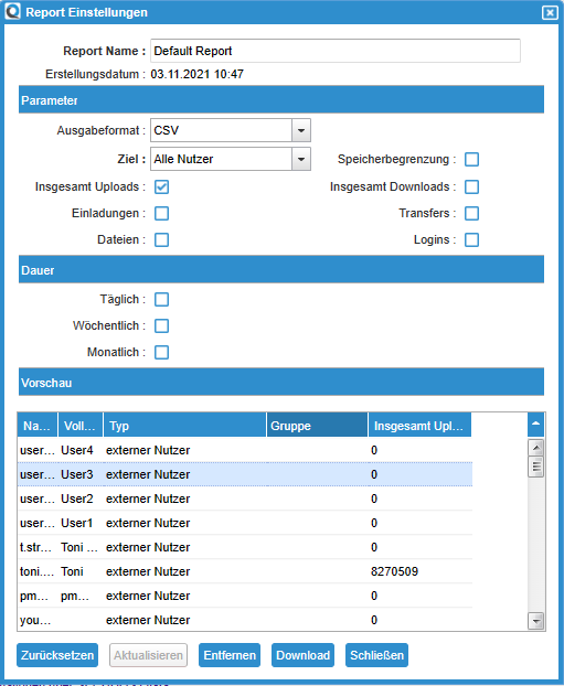 Report Properties Page Example
