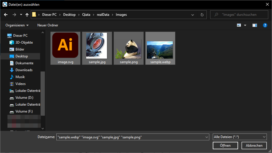 Weitere Dateien mit STRG oder SHIFT auswählen
