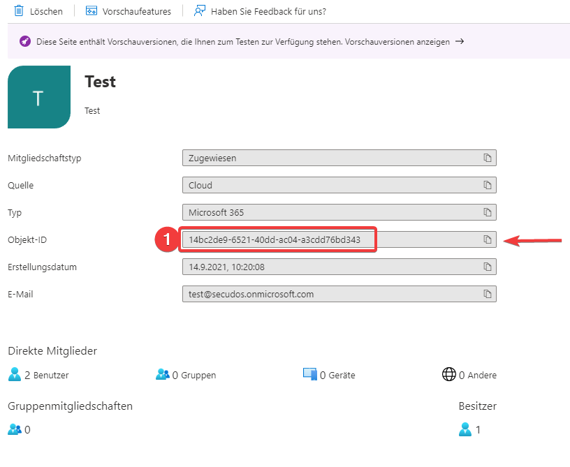 Kopieren der Group ID