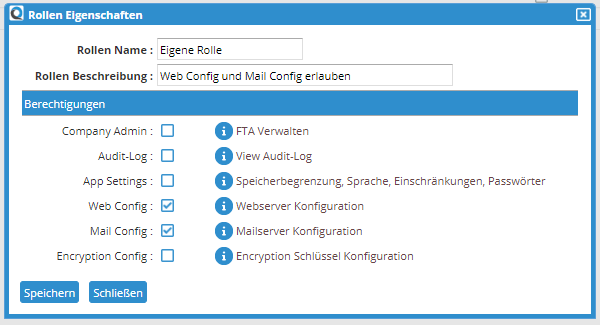 Create new Role Dialog