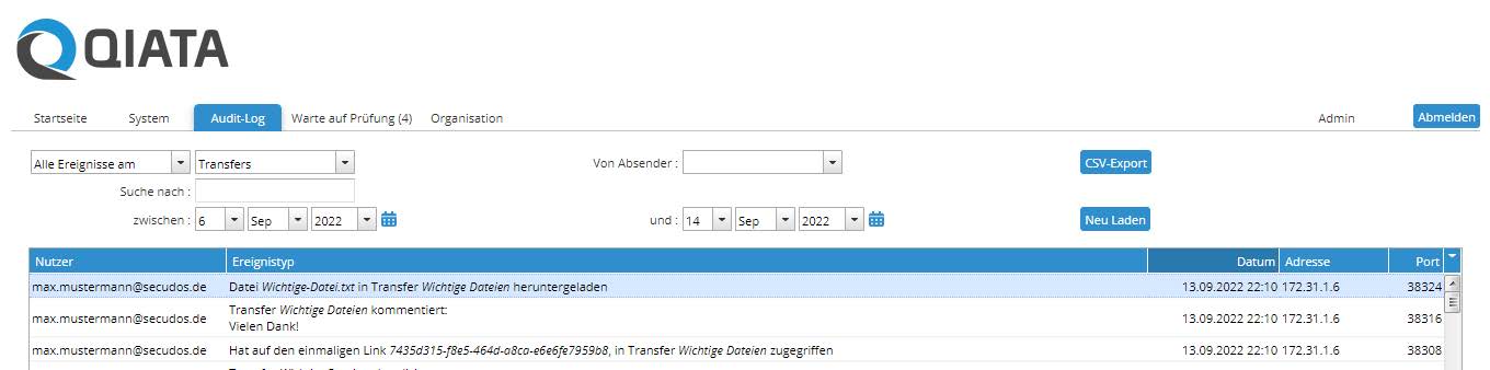 Speicherung der Daten