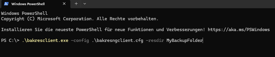 Windows Backup Client Backup starten