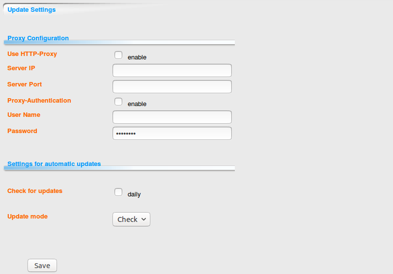DOMOS6 System Updates Settings