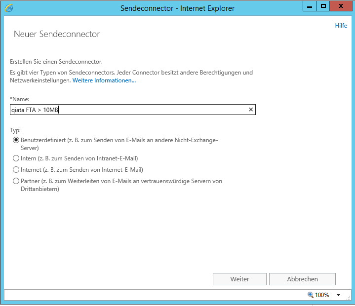 Create send connector