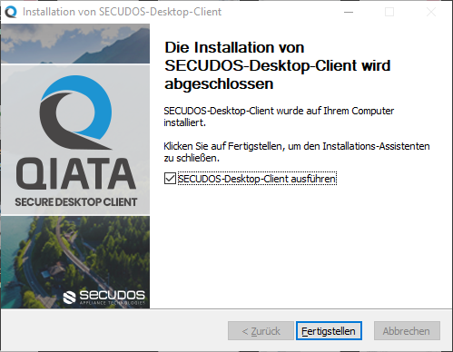 Installation unter Windows 10 fertig