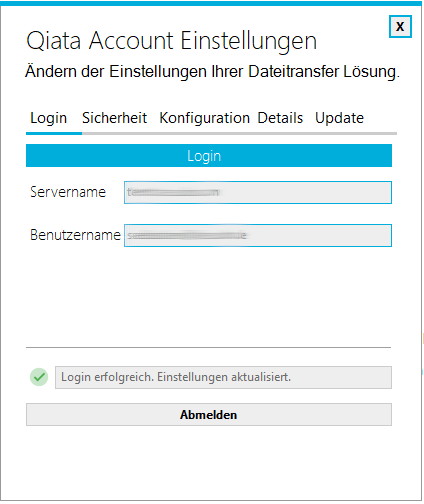 Qiata Einstellungen Login Reiter