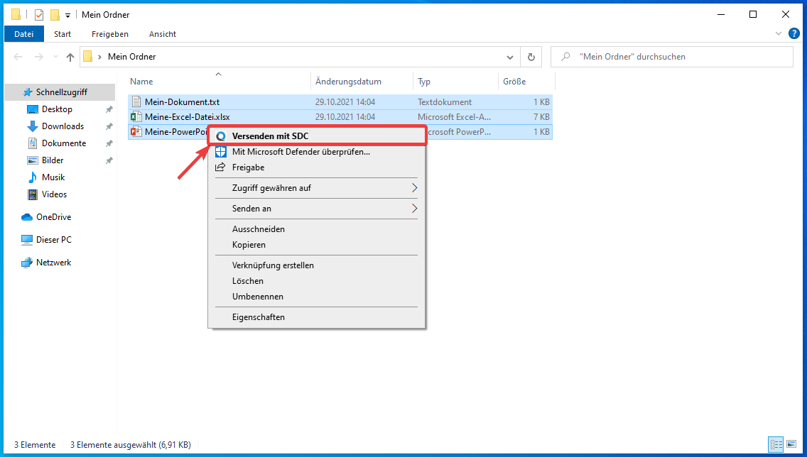 Rechtsklick-Kontextmenü in Fenstern
