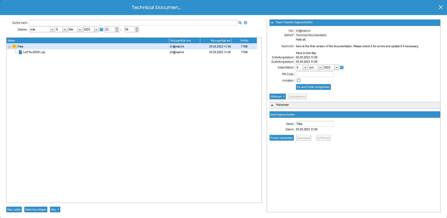 Team Transfer Filebrowser