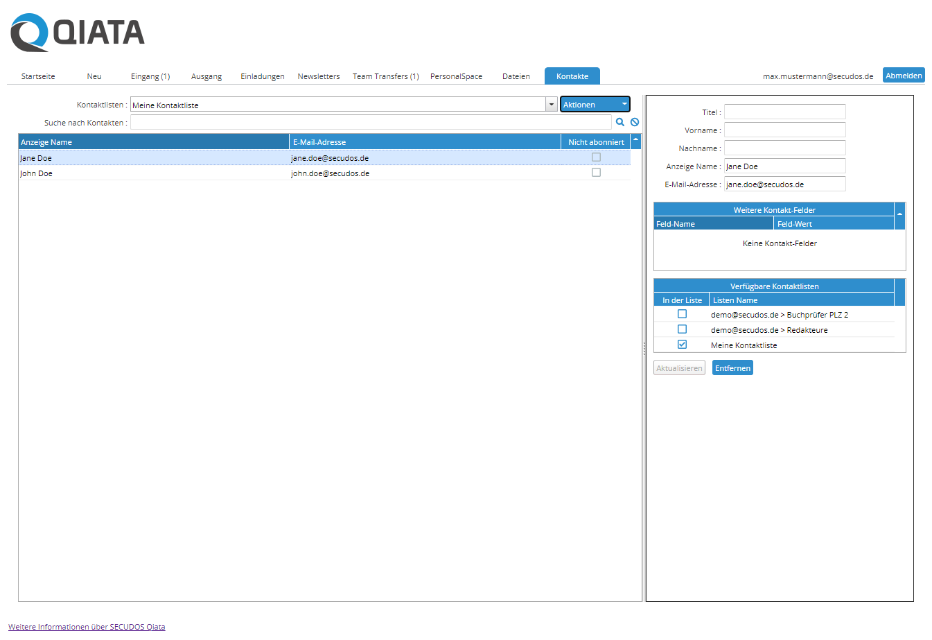 Selected Contact List