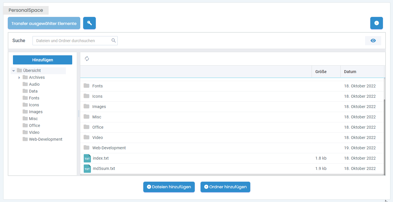 Rechtsklick-Kontextmenü PersonalSpace