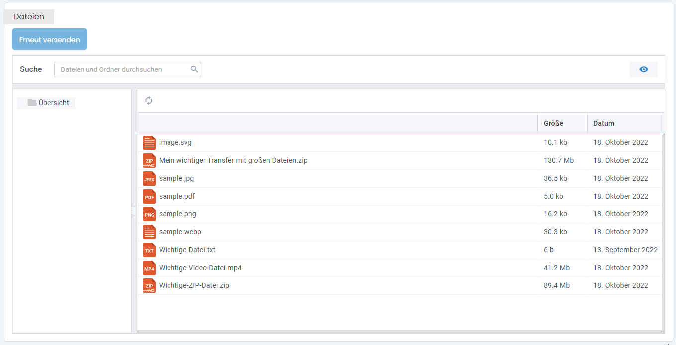 Senden als neu aus Dateien