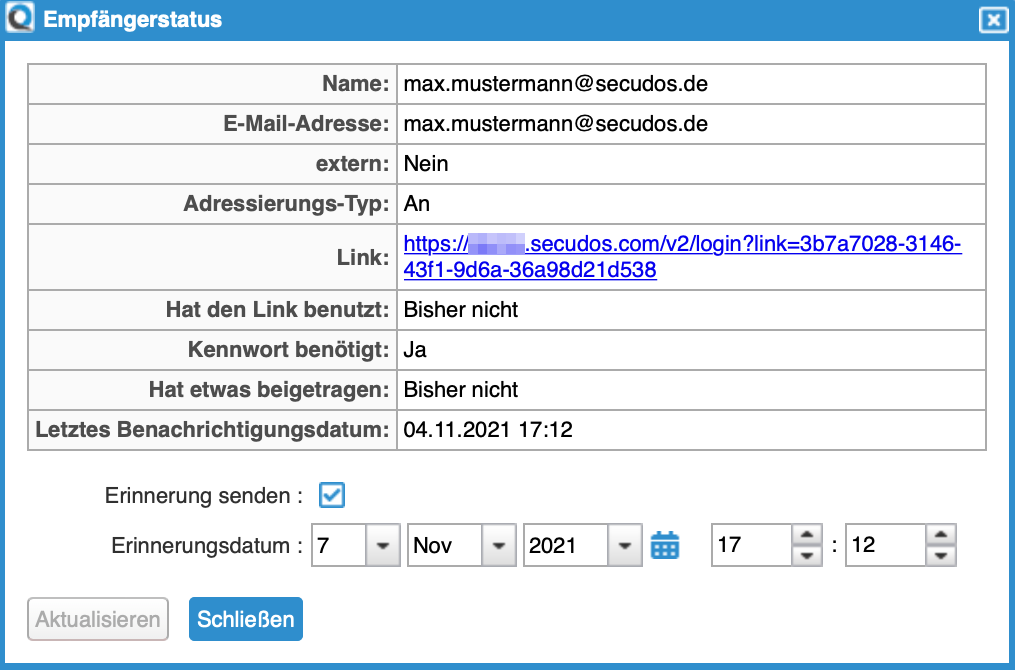 TeamTransfer Recipient Status
