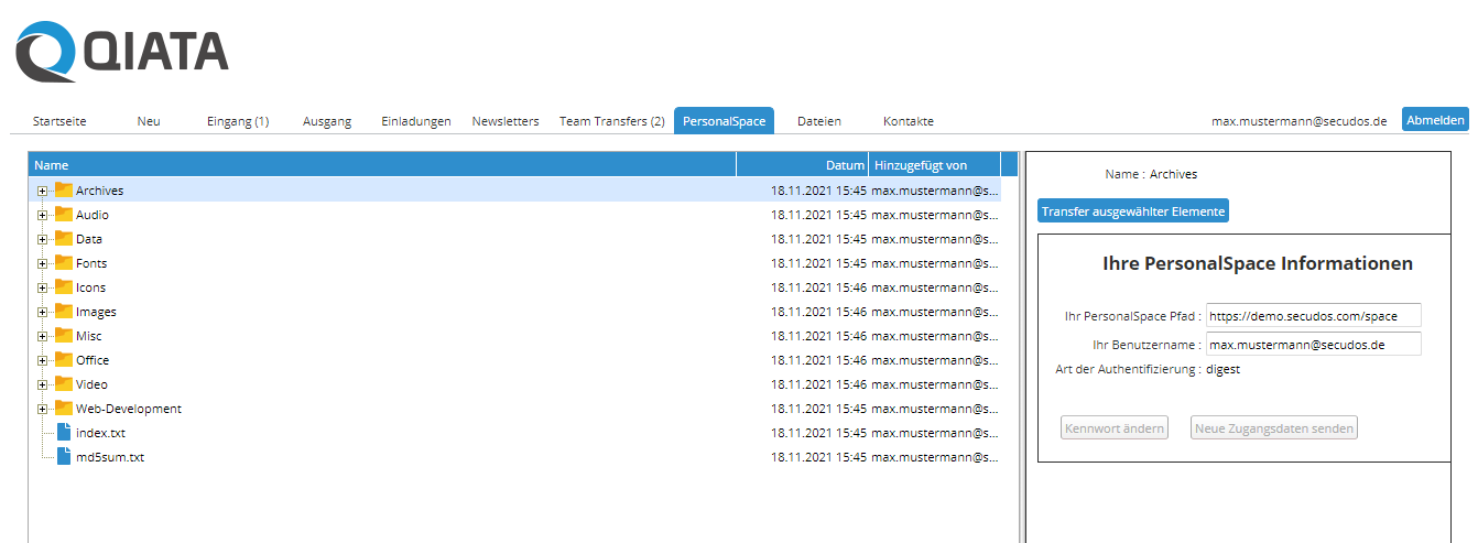 WebUI MultiSpace section