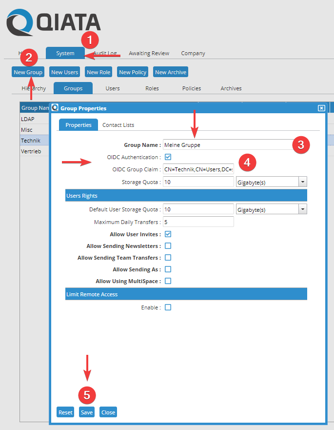 Add new group with claim