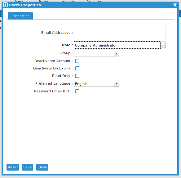 New Company Administrator Dialog