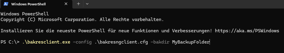 Windows Backup Client Start Backup