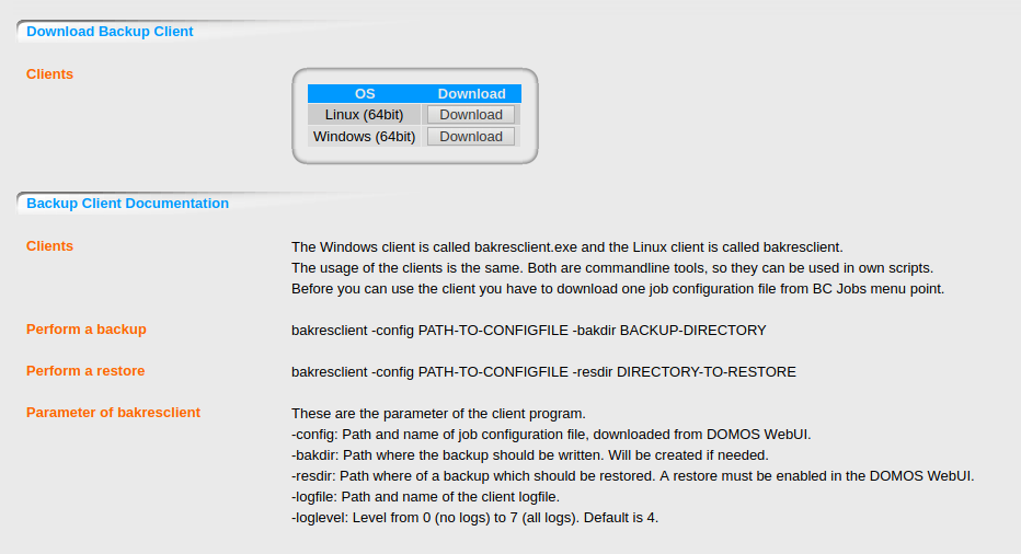 DOMOS6 BackupNG Backup Client BC Download