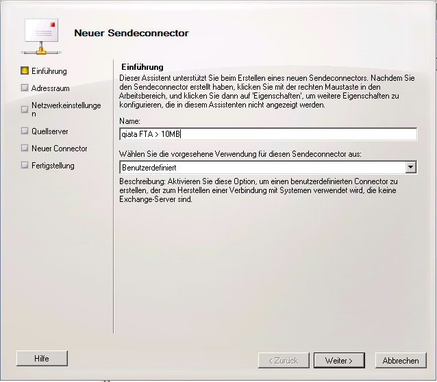 Send Connector Wizard