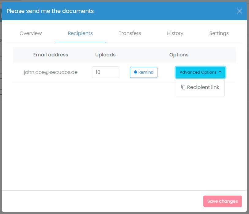 Invite Recipients Tab