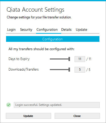 Qiata Account Settings Configuration Tab