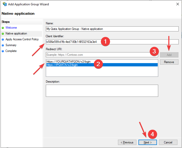 Application Group configuration
