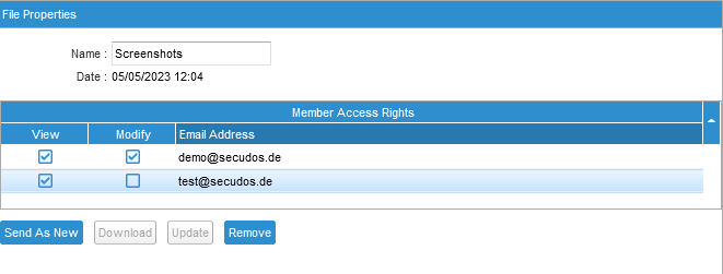 Team Transfer Folder Properties