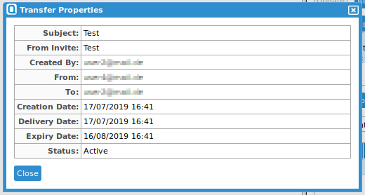 Transfer Properties dialog