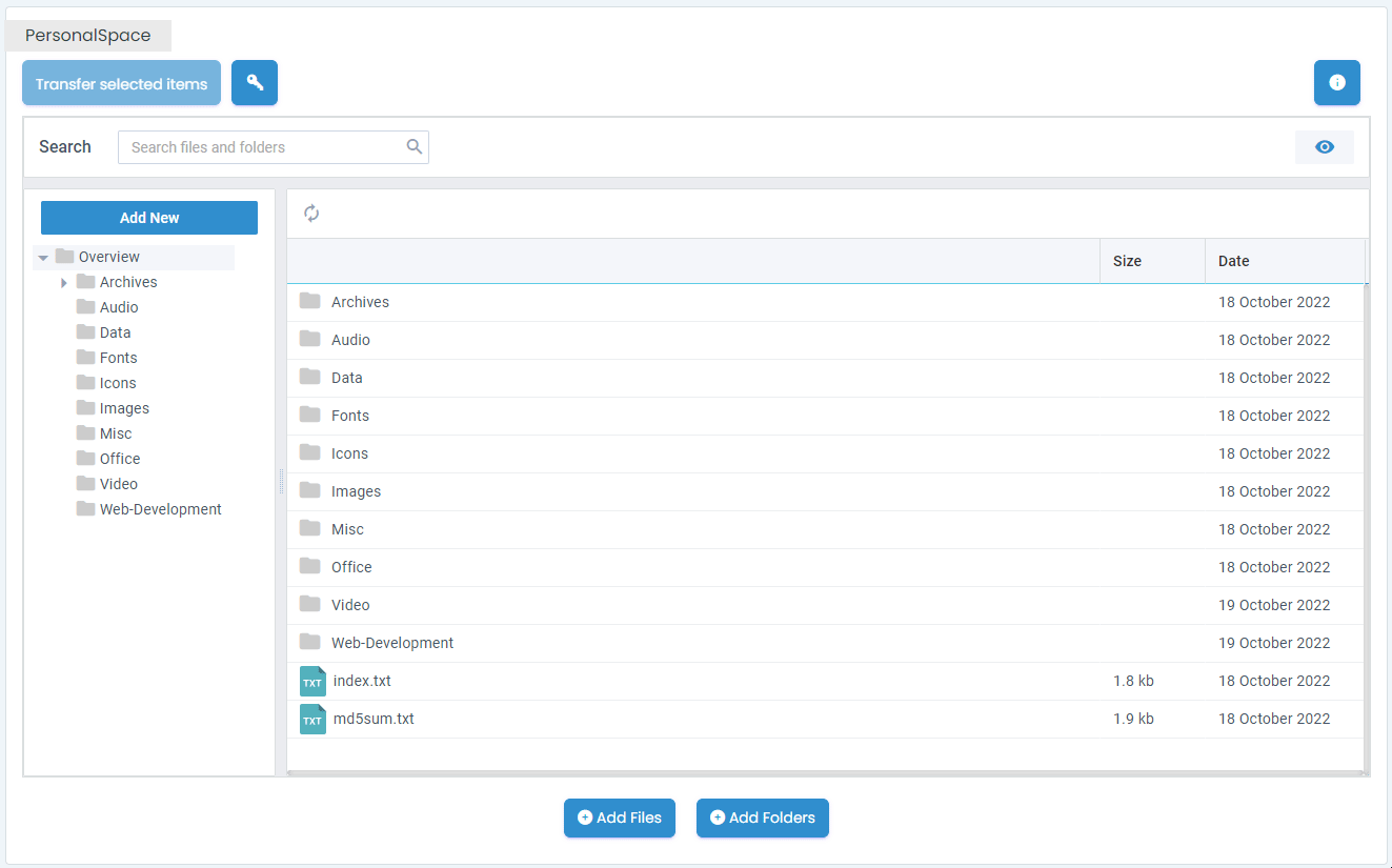 Right-click context menu PersonalSpace