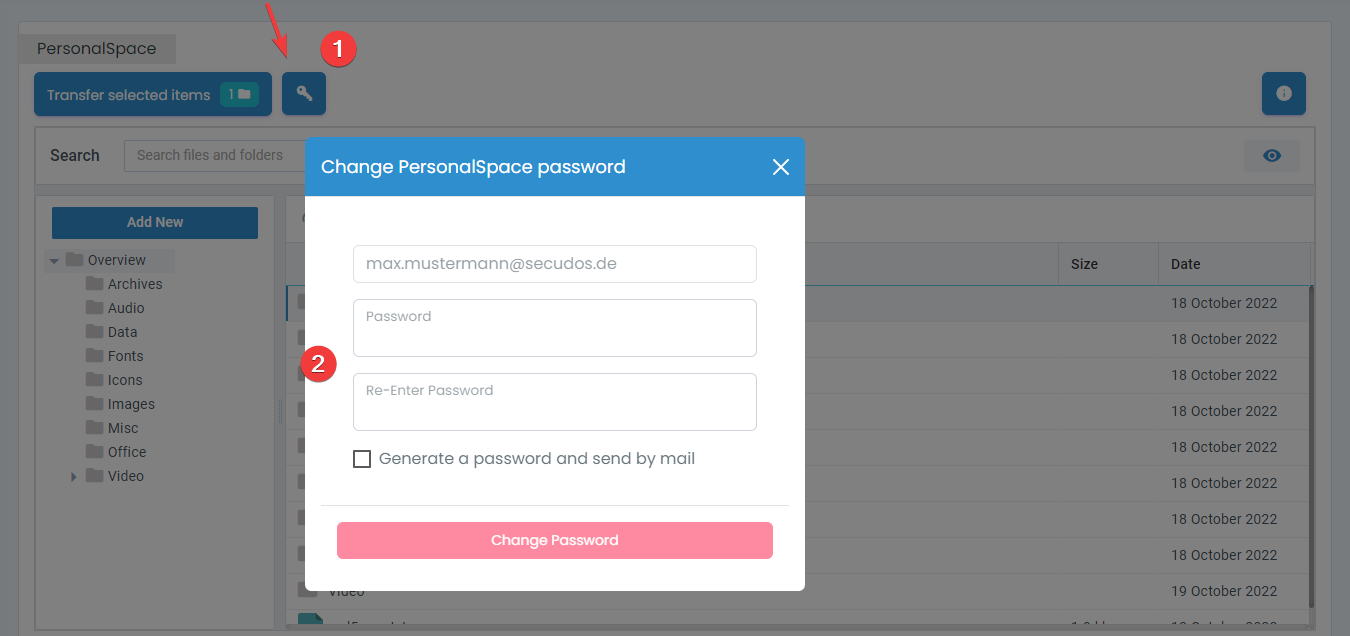 PersonalSpace Passwort