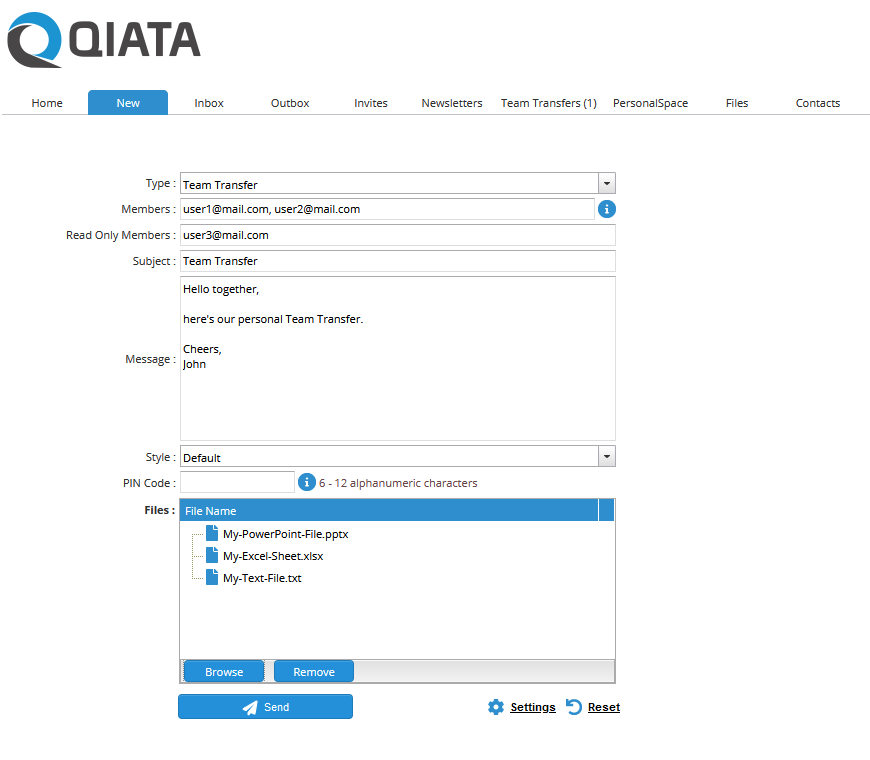 New TeamTransfer Page