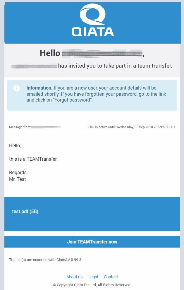 New TeamTransfer Email Notification