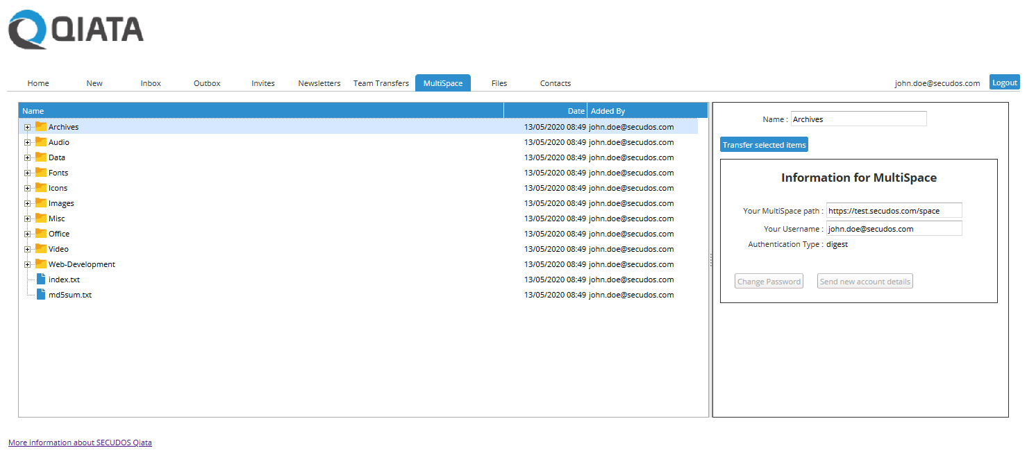 WebUI MultiSpace section